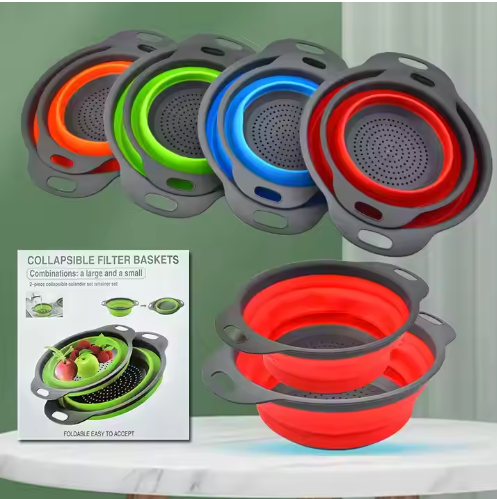 colador plegable de silicona x2